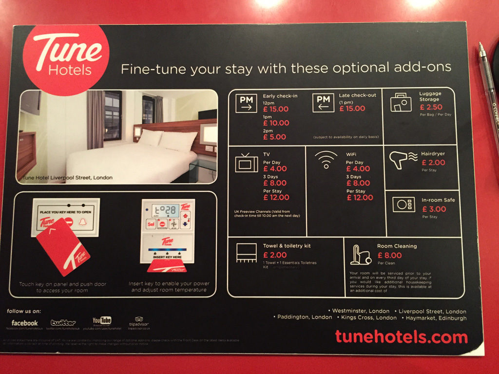 Tune Hotels Pricing July 2015